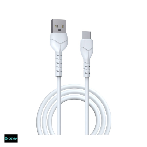 Cabluri de date telefoane - Cablu de date Devia Kintone EC145, USB-A - USB-C, 1 m, 2,1A, alb