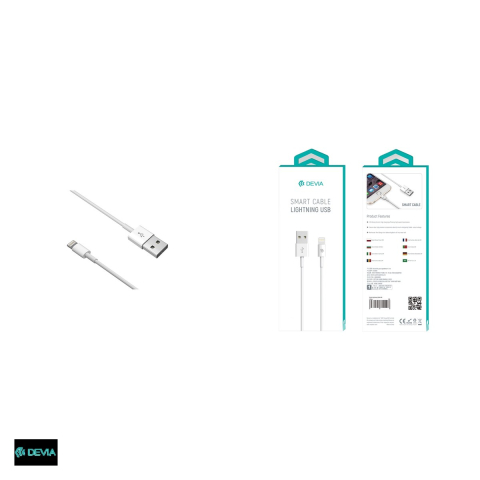 Cablu de date Devia Smart EC080, USB-A - Lightning, 1 m, 2,1A, alb [3]
