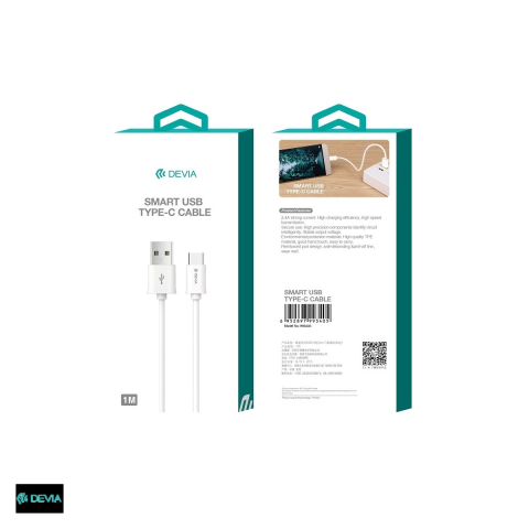 Cablu de date Devia Smart EC082, USB-A - USB-C, 1 m, 2,1A, alb [4]