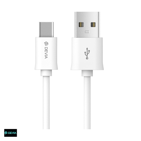 Cabluri de date telefoane - Cablu de date Devia Smart EC082, USB-A - USB-C, 1 m, 2,1A, alb