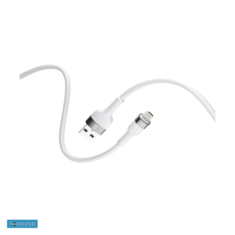 Cabluri de date telefoane - Cablu de date Forever Flexible, USB-A - Lightning, 1 m, 2,4A, alb