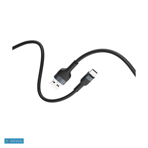 Cabluri de date telefoane - Cablu de date Forever Flexible, USB-A - USB-C, 1 m, 3A, negru
