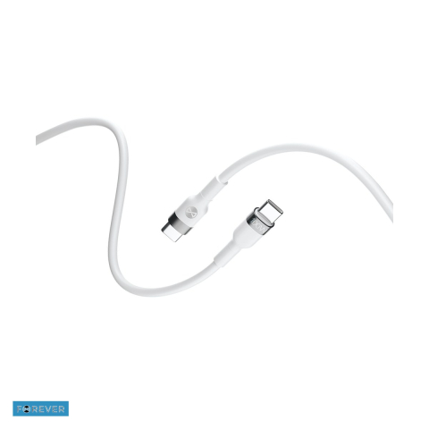 Cabluri de date telefoane - Cablu de date Forever Flexible, USB-C - USB-C, 2 m, 100W, alb