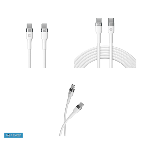 Cablu de date Forever Flexible, USB-C - USB-C, 2 m, 60W, alb [3]