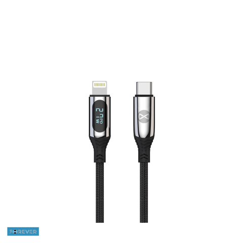 Accesorii IT - Cablu de date Forever LCD, USB-C - Lightning, 1 m, 27W, negru