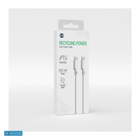 Cablu de date Forever Recycling KR60-AC-00, USB-A - USB-C, 1,5 m, 3A, alb [4]
