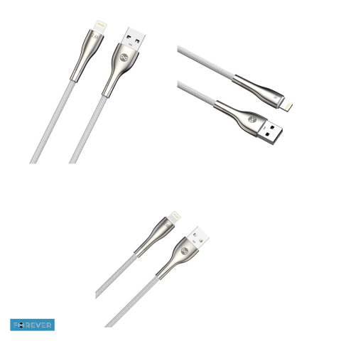 Cablu de date Forever Sleek, USB-A - Lightning, 1 m, 2,4A, alb [3]