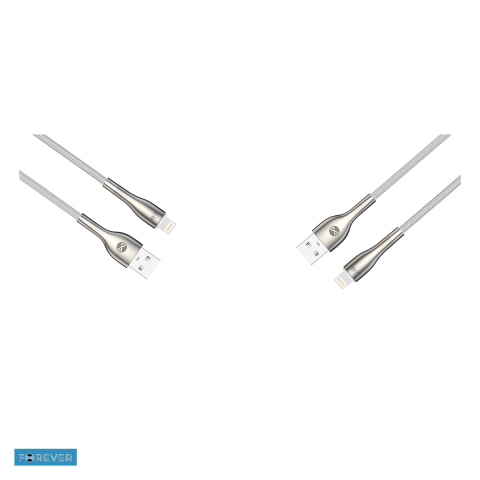 Cablu de date Forever Sleek, USB-A - Lightning, 1 m, 2,4A, alb [4]