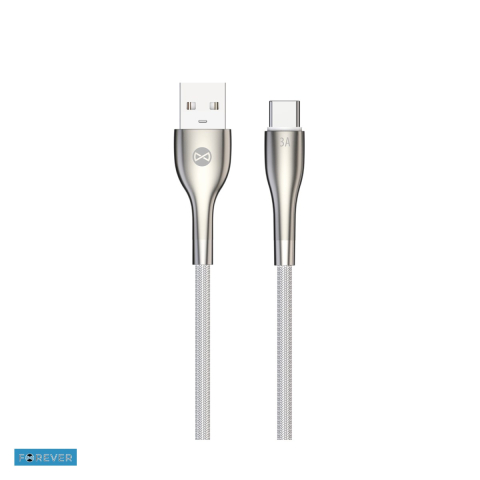 Accesorii IT - Cablu de date Forever Sleek, USB-A - USB-C, 1 m, 3A, alb