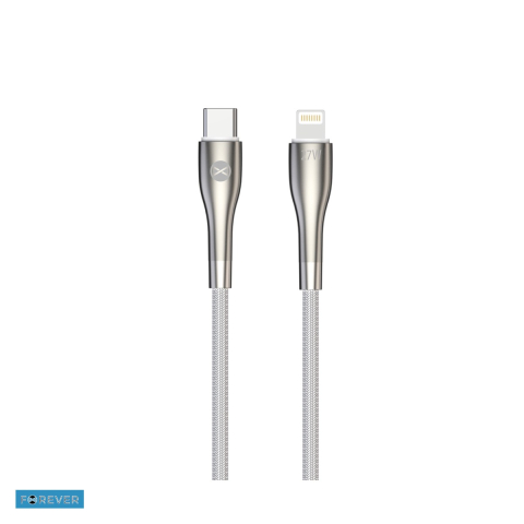 Accesorii IT - Cablu de date Forever Sleek, USB-C - Lightning, 1 m, 27W, alb