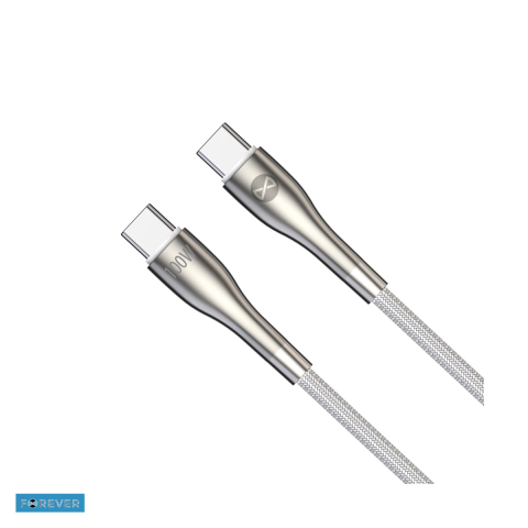 Accesorii IT - Cablu de date Forever Sleek, USB-C - USB-C, 1 m, 100W, alb