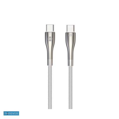 Accesorii IT - Cablu de date Forever Sleek, USB-C - USB-C, 1 m, 60W, alb