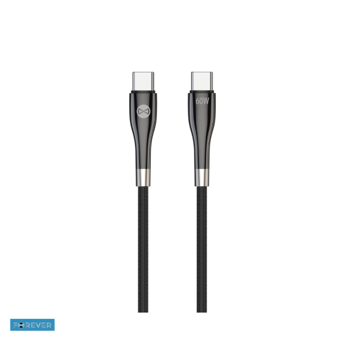 Accesorii IT - Cablu de date Forever Sleek, USB-C - USB-C, 2 m, 60W, negru