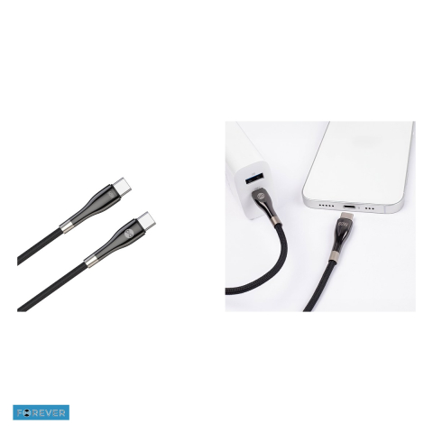 Cablu de date Forever Sleek, USB-C - USB-C, 2 m, 60W, negru [4]