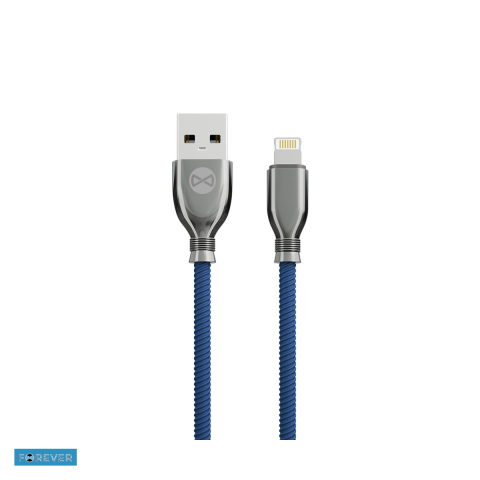 Cabluri de date telefoane - Cablu de date Forever Tornado, USB-A - Lightning, 1 m, 3A, bleumarin