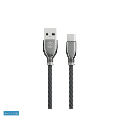 Cabluri de date telefoane - Cablu de date Forever Tornado, USB-A - USB-C, 1 m, 3A, negru