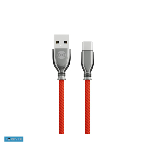 Cabluri de date telefoane - Cablu de date Forever Tornado, USB-A - USB-C, 1 m, 3A, rosu