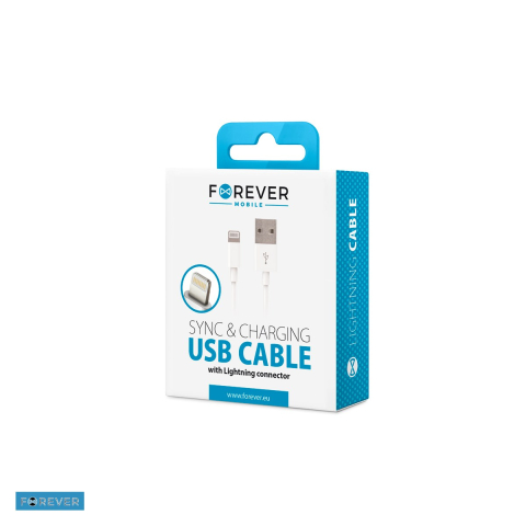 Cablu de date Forever, USB-A - Lightning, 1 m, 1A, alb [3]