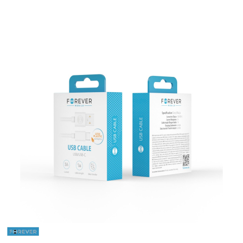 Cablu de date Forever, USB-A - USB-C, 1 m, 3A, alb [3]