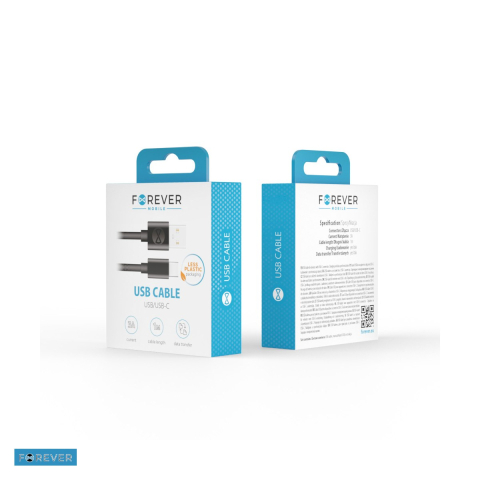 Cablu de date Forever, USB-A - USB-C, 1 m, 3A, negru [3]