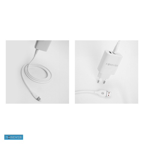 Cablu de date Forever, USB-A - USB-C, 1 m, 6A, alb [4]