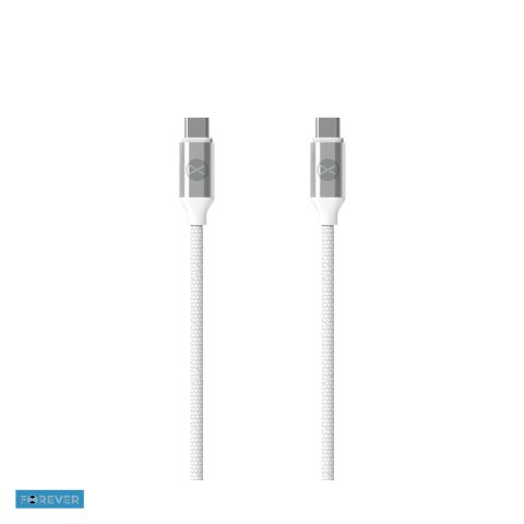 Cabluri de date telefoane - Cablu de date Forever WHP12320, USB-C - USB-C, 1,2 m, 20W 3A, alb