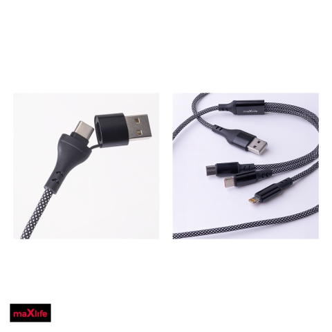 Cablu de date Maxlife ALLin1, USB-C - Lightning, 1 m, 66W, negru [4]