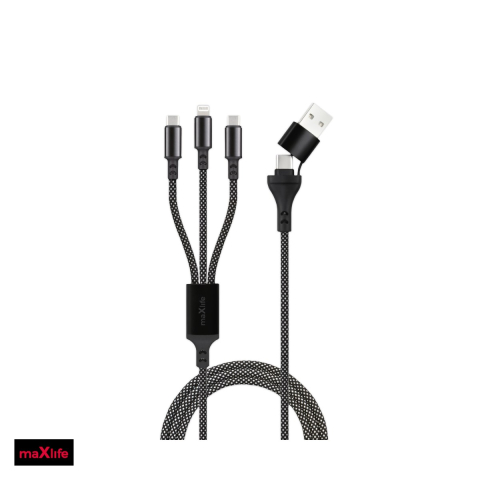 Cabluri de date telefoane - Cablu de date Maxlife ALLin1, USB-C - Lightning, 1 m, 66W, negru