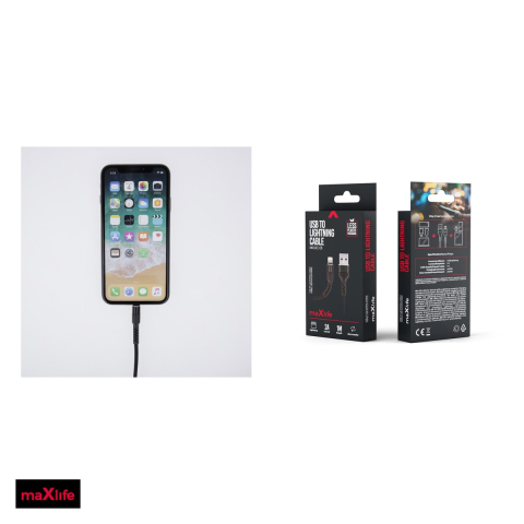 Cablu de date Maxlife MXUC-01, USB-A - Lightning, 1 m, 2A, negru [4]
