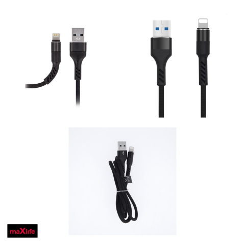 Cablu de date Maxlife MXUC-01, USB-A - Lightning, 1 m, 2A, negru [3]