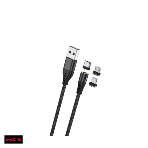 Cabluri de date telefoane - Cablu de date Maxlife MXUC-02, USB-A - Lightning, 1 m, 2A, negru