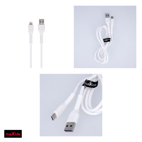 Cablu de date Maxlife MXUC-04, USB-A - Lightning, 1 m, 3A, alb [3]