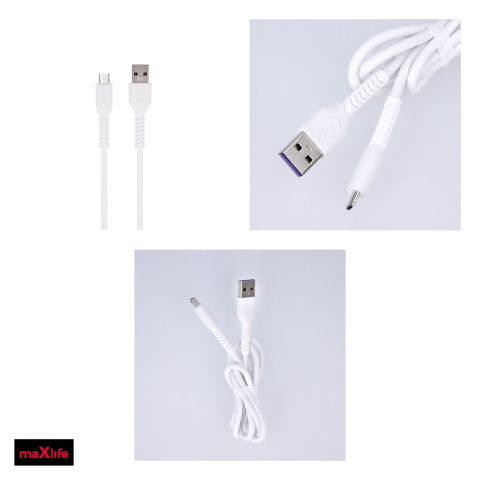 Cablu de date Maxlife MXUC-04, USB-A - Micro USB, 1 m, 3A, alb [3]