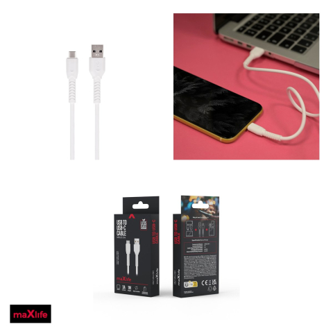 Cablu de date Maxlife MXUC-04, USB-A - USB-C, 1 m, 3A, alb [3]
