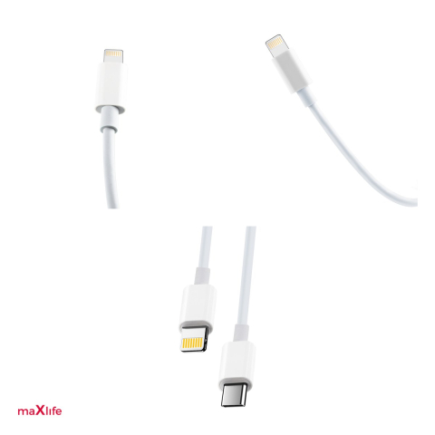 Cablu de date Maxlife MXUC-05, USB-C tata la tip Lightning tata, lungime 1 m, 20W, in cutie, alb [3]