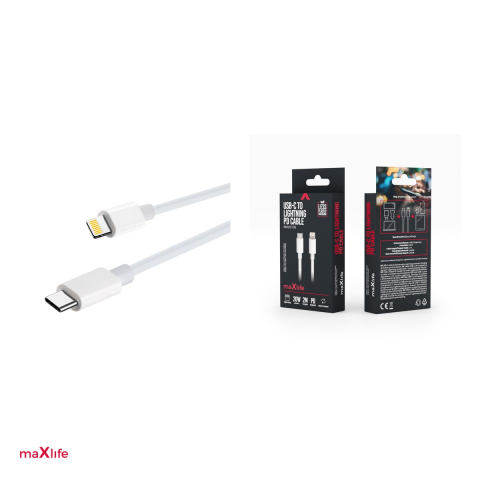 Cablu de date Maxlife MXUC-05, USB-C tata la tip Lightning tata, lungime 2 m, 20W, in cutie, alb [4]