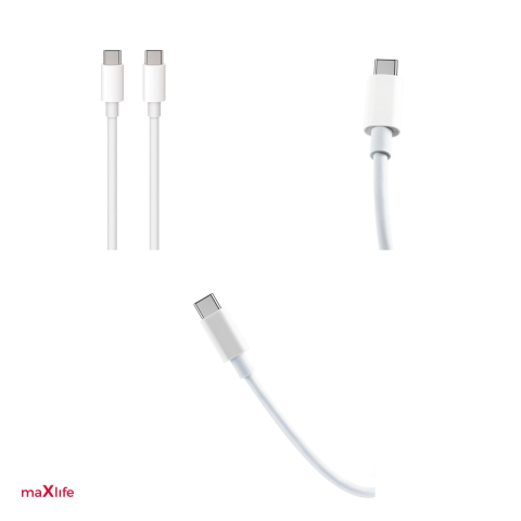 Cablu de date Maxlife MXUC-05, USB-C tata la USB-C tata, lungime 1 m, 100W, in cutie, alb [3]