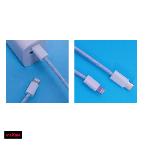 Cablu de date Maxlife MXUC-06, USB-C - Lightning, 1 m, 20W, albastru [4]
