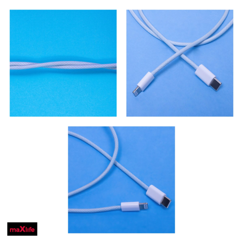 Cablu de date Maxlife MXUC-06, USB-C - Lightning, 1 m, 20W, albastru [3]