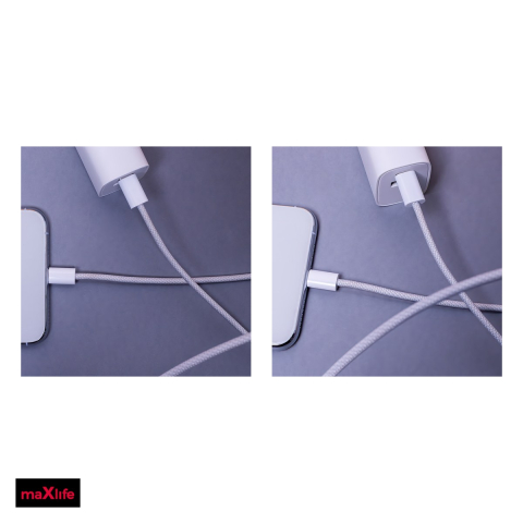 Cablu de date Maxlife MXUC-06, USB-C - Lightning, 1 m, 20W, gri [4]
