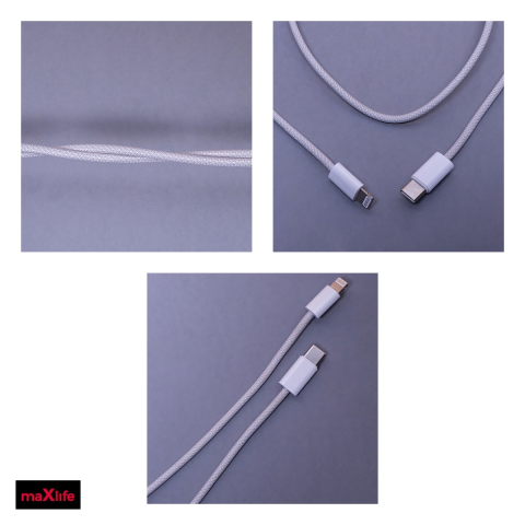 Cablu de date Maxlife MXUC-06, USB-C - Lightning, 1 m, 20W, gri [3]