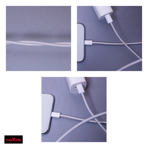 Cablu de date Maxlife MXUC-06, USB-C - USB-C, 1 m, 20W, gri [3]