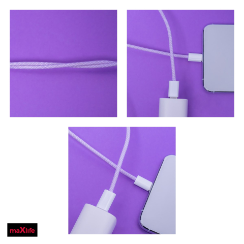Cablu de date Maxlife MXUC-06, USB-C - USB-C, 1 m, 20W, mov [3]