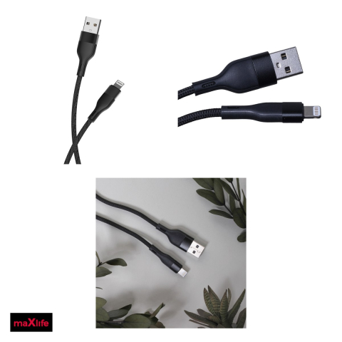 Cablu de date Maxlife MXUC-07, USB-A - Lightning, 1 m, 2,4A, negru [3]
