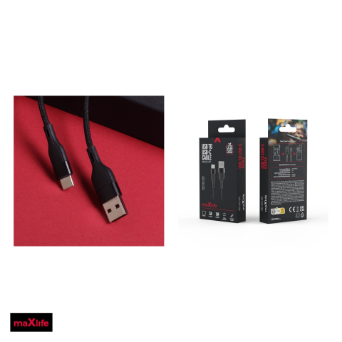 Cablu de date Maxlife MXUC-07, USB-A - USB-C, 1 m, 3A, negru [4]
