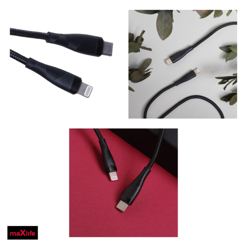 Cablu de date Maxlife MXUC-08, USB-C - Lightning, 1 m, 27W, negru [3]
