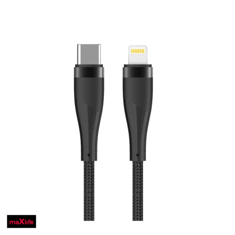 Cabluri de date telefoane - Cablu de date Maxlife MXUC-08, USB-C - Lightning, 1 m, 27W, negru