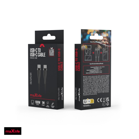 Cablu de date Maxlife MXUC-08, USB-C - USB-C, 1 m, 100W, negru [4]