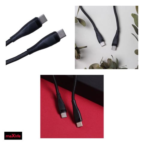Cablu de date Maxlife MXUC-08, USB-C - USB-C, 1 m, 60W, negru [3]