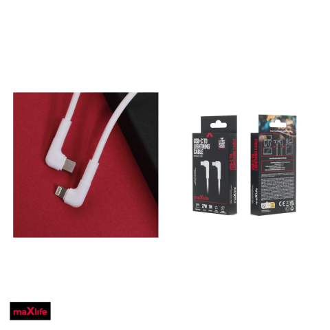 Cablu de date Maxlife MXUC-09 angle, USB-C - Lightning, 1 m, 27W, alb [4]
